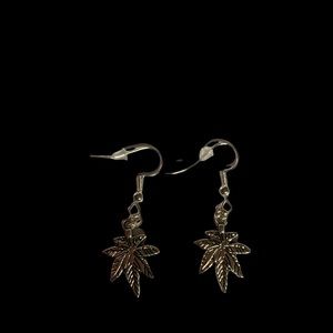 Puffragettes ATTENTION, cannabis leaf dangle earrings